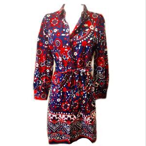 Talbots Petite NWT Picnic Paisley Poplin Shirt Dress, Belted, Midi, 12P